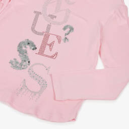 Guess-Junior Girls Pink Lenzing Top with Rhinestone Logo | Childrensalon