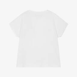 Guess-Junior Girls White 4G Rhinestone Logo T-Shirt | Childrensalon