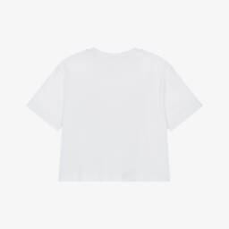 Guess-Junior Girls White Organic Cotton Diamanté 4g Logo T-Shirt | Childrensalon