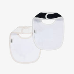 Guess-Navy Blue & White Cotton Jersey Bibs (2 Pack) | Childrensalon