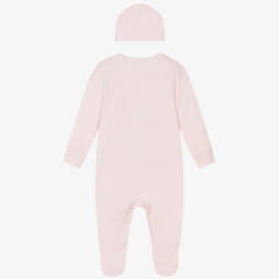 Guess-Pink Cotton Babygrow Set with Teddy Bear Logo  | Childrensalon