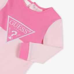 Guess-Pink Cotton Babygrow with Embroidered Triangle | Childrensalon