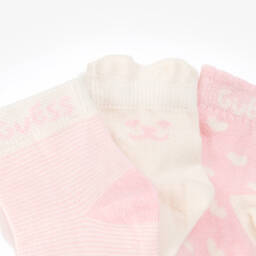 Guess-Pink & Ivory Cotton Baby Socks (3 Pack) | Childrensalon