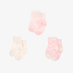 Guess-Pink & Ivory Cotton Baby Socks (3 Pack) | Childrensalon