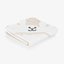 Guess-White Bear Hooded Towel (70cm) | Childrensalon