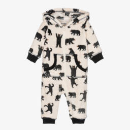 Hatley-Baby Ivory Fleece Hooded Bear Onesie | Childrensalon