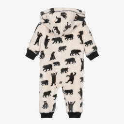 Hatley-Baby Ivory Fleece Hooded Bear Onesie | Childrensalon