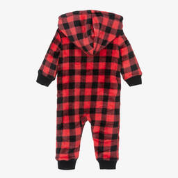 Hatley-Baby Red Check Fleece Hooded Onesie | Childrensalon
