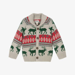 Hatley-كارديغان قطن محبوك لون بيج بطبعة فاير آيل احتفالي للأولاد | Childrensalon