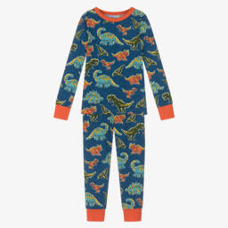 Hatley-Boys Blue Cotton Glow-In-The-Dark Dinosaur Pyjamas | Childrensalon