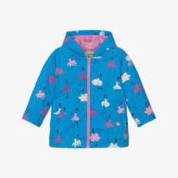 Girls Blue Ballerina Colour Change Splash Coat with Hood