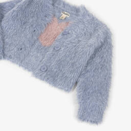 Hatley-Кардиган пушистый блестящий голубой с розовым сердцем для девочек | Childrensalon