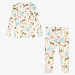 Hatley-Girls Ivory Forest Cotton Pyjamas | Childrensalon