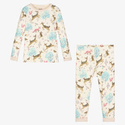 Hatley-Girls Ivory Forest Cotton Pyjamas | Childrensalon
