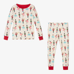 Hatley-Girls Ivory Nutcracker Print Cotton Pyjamas | Childrensalon
