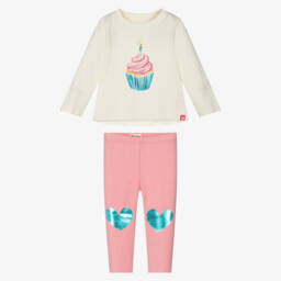 Hatley-Girls Ivory & Pink Cotton Cupcake Top & Leggings Set | Childrensalon