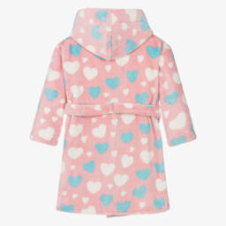 Hatley-Girls Pale Pink Fleece Hearts Dressing Gown | Childrensalon