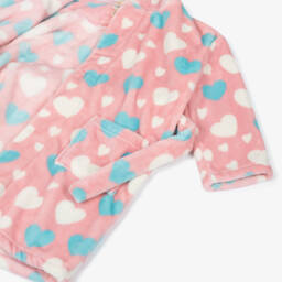 Hatley-Girls Pale Pink Fleece Hearts Dressing Gown | Childrensalon