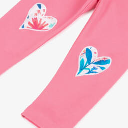 Hatley-Girls Pink Cotton Heart Patches Leggings | Childrensalon