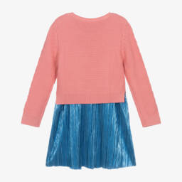Hatley-Платье розовое вязаное с синим плиссе | Childrensalon
