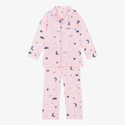 Girls Pink Night Sky Print Jersey Pyjamas