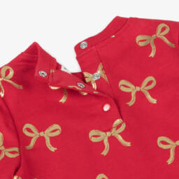 Hatley-Платье из хлопкового трикотажа красное с золотыми бантиками для девочек | Childrensalon