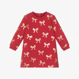 Hatley-Платье из хлопкового трикотажа красное с золотыми бантиками для девочек | Childrensalon