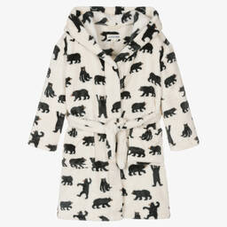 Little Blue House by Hatley-Ivory Fleece Bear Hooded Dressing Gown | Childrensalon