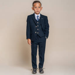 House of Cavani-Boys Dark Blue Orson Suit | Childrensalon