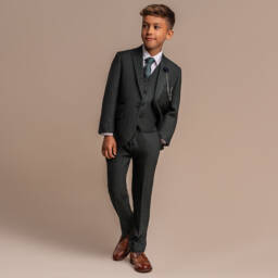 House of Cavani-Boys Green Check Caridi Suit | Childrensalon