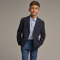 House of Cavani-Boys Navy Blue Siren Blazer | Childrensalon