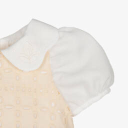 Hucklebones London-Baby Girls Ivory Broderie Anglaise Dress | Childrensalon