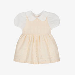 Hucklebones London-Baby Girls Ivory Broderie Anglaise Dress | Childrensalon