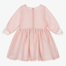 Hucklebones London-Girls Pink Crêpe Bows Dress | Childrensalon