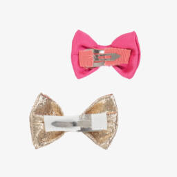 Hucklebones London-Girls Pink & Gold Hair Clips (2 Pack) | Childrensalon