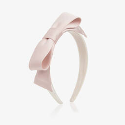 Hucklebones London-طوق للشعر ساتان مزين بفيونكة لون زهري للبنات | Childrensalon