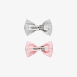 Hucklebones London-Girls Pink & Silver Hair Clips (2 Pack) | Childrensalon