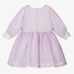 Hucklebones London-Girls Purple Crêpe Bows Dress | Childrensalon