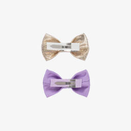 Hucklebones London-Girls Purple & Gold Hair Clips (2 Pack) | Childrensalon