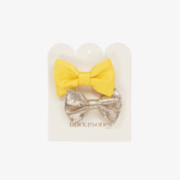Hucklebones London-Girls Yellow & Gold Hair Clips (2 Pack) | Childrensalon