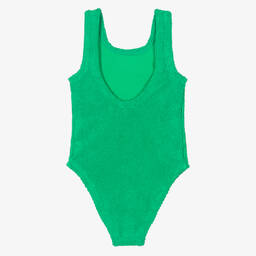 Hunza G-Girls Green Crinkle Swimsuit | Childrensalon