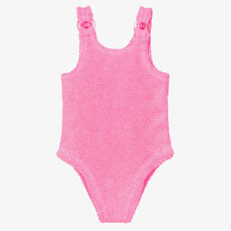 Hunza G-مايّوه كرينكل لون زهري للبنات | Childrensalon