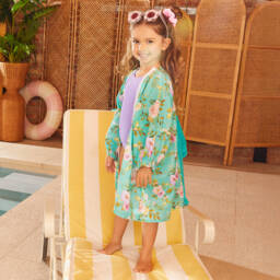 Hunza G-مايّوه كرينكل بفيونكة لون بنفسجي للبنات | Childrensalon