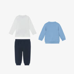 iDO-Baby Boys Blue Cotton Dog Tracksuit Set | Childrensalon