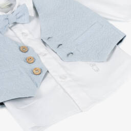 iDO Mini-Baby Boys Blue Cotton Suit | Childrensalon