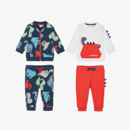 iDO Mini-Baby Boys Cotton Dinosaur Tracksuits (2 Pack) | Childrensalon