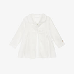 iDO Mini-Baby Girls Ivory Fleece Pram Coat | Childrensalon