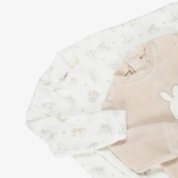 iDO-Beige & Ivory Velour Bunny Rabbit Babygrows (2 Pack) | Childrensalon
