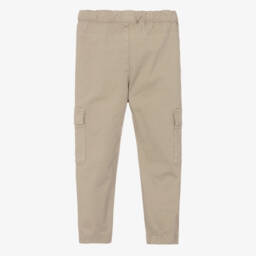 iDO-Boys Beige Cotton Cargo Trousers | Childrensalon