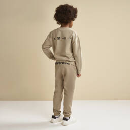 iDO-Boys Beige Cotton Utopya Joggers | Childrensalon